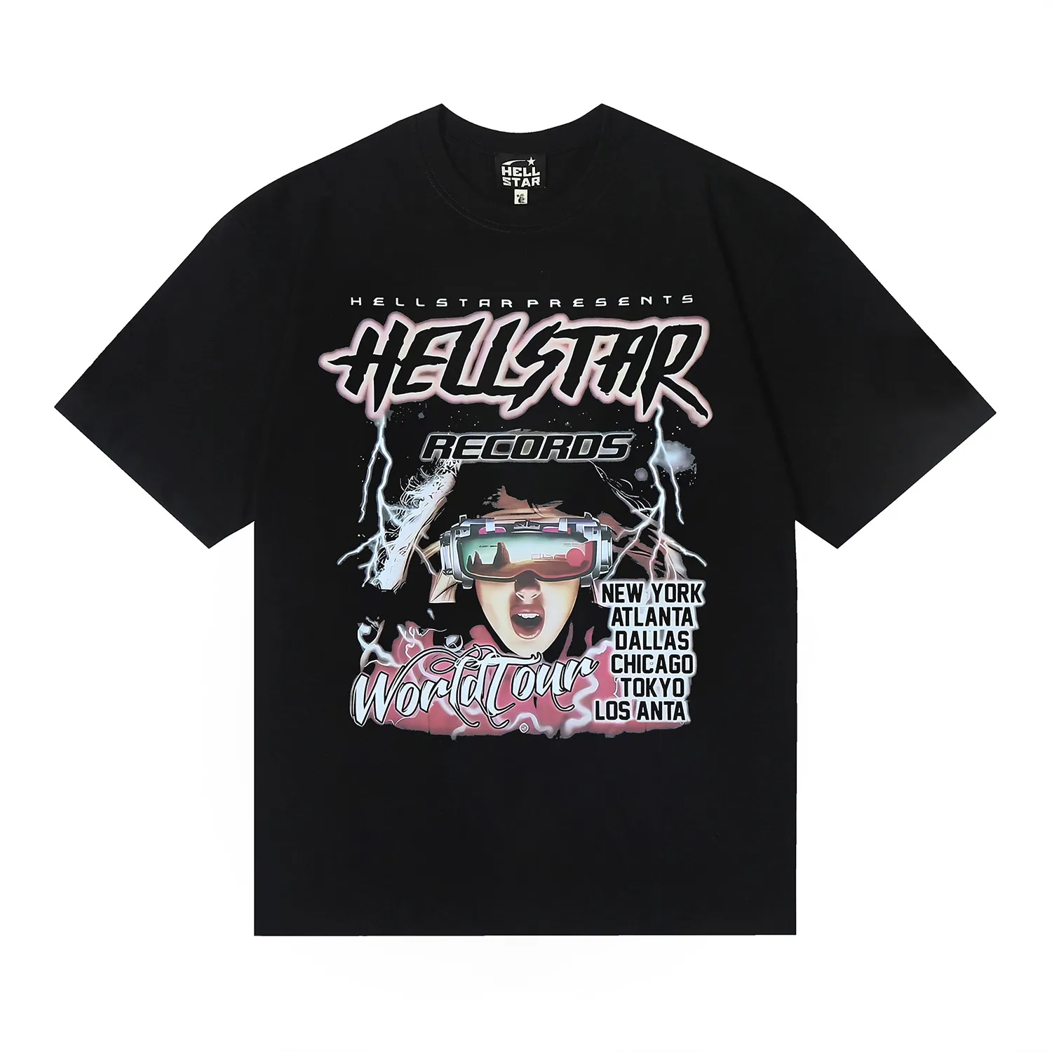 6665# P116 Hellstar American fashion high street pure cotton loose short-sleeved T-shirt Color: White Black Size: S M L XL