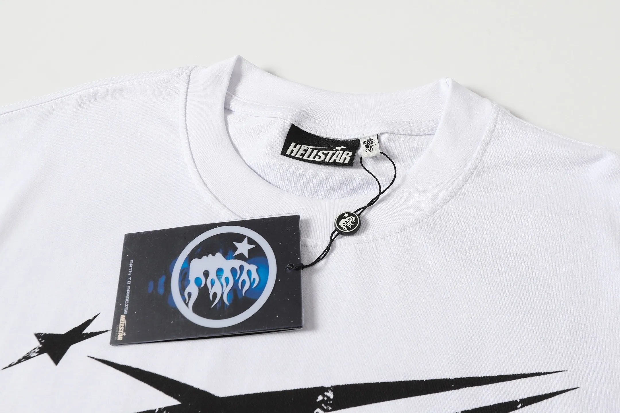 P108 Real-stock Hellstar Cross-border European and American style, street fashion brand pure cotton T-shirt Fabric (fabric): 32 pieces of 240g heavy combed double yarn pure cotton Size (size): S-M- L- X L Color (colour): white