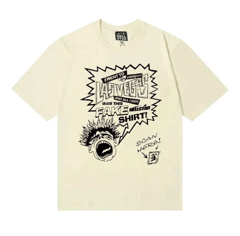6705# P116 Hellstar American fashion high street pure cotton loose short-sleeved T-shirt Color: White Black Apricot Code Number: S M L XL
