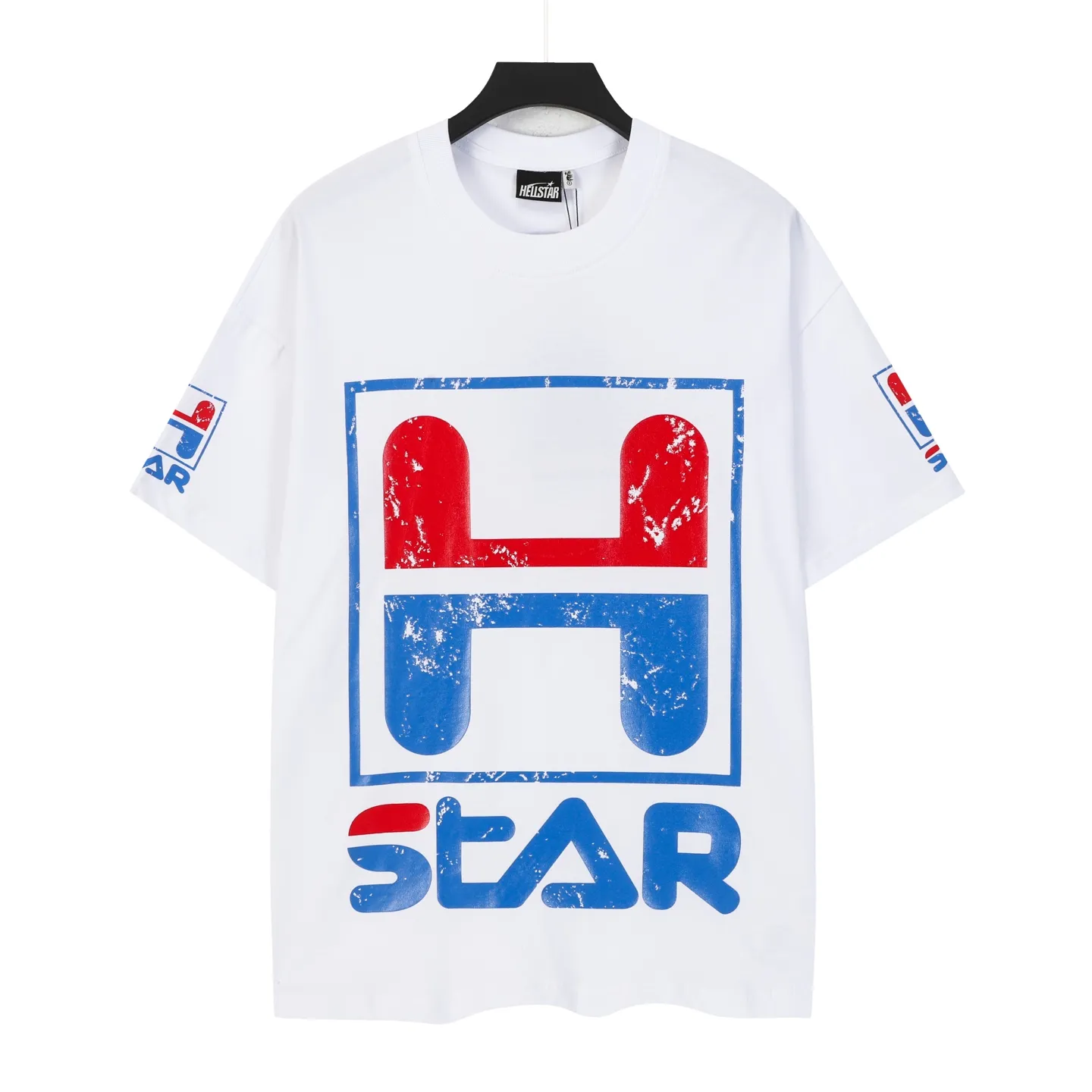 P108 Real-stock Hellstar Cross-border European and American style, street fashion brand pure cotton T-shirt Fabric (fabric): 32 pieces of 240g heavy combed double yarn pure cotton Size (size): S-M- L- X L Color (colour): white
