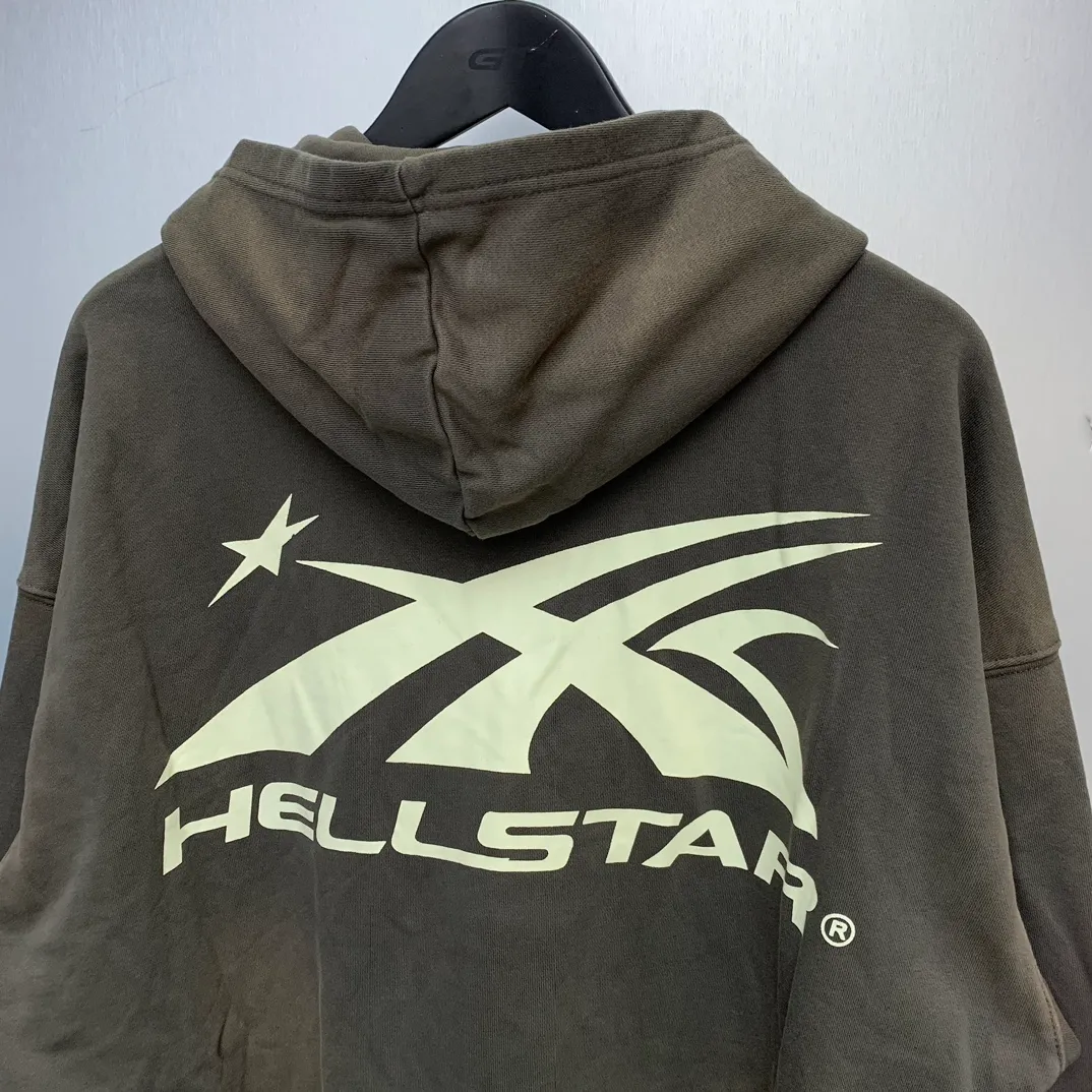 P240 Hellstar Sports Zip Up Hooded Sweatshirt Gray washed distressed terry sweatshirt cardigan color (color): Vintage Gray (washed gray) Size (size): S, M, L, XL