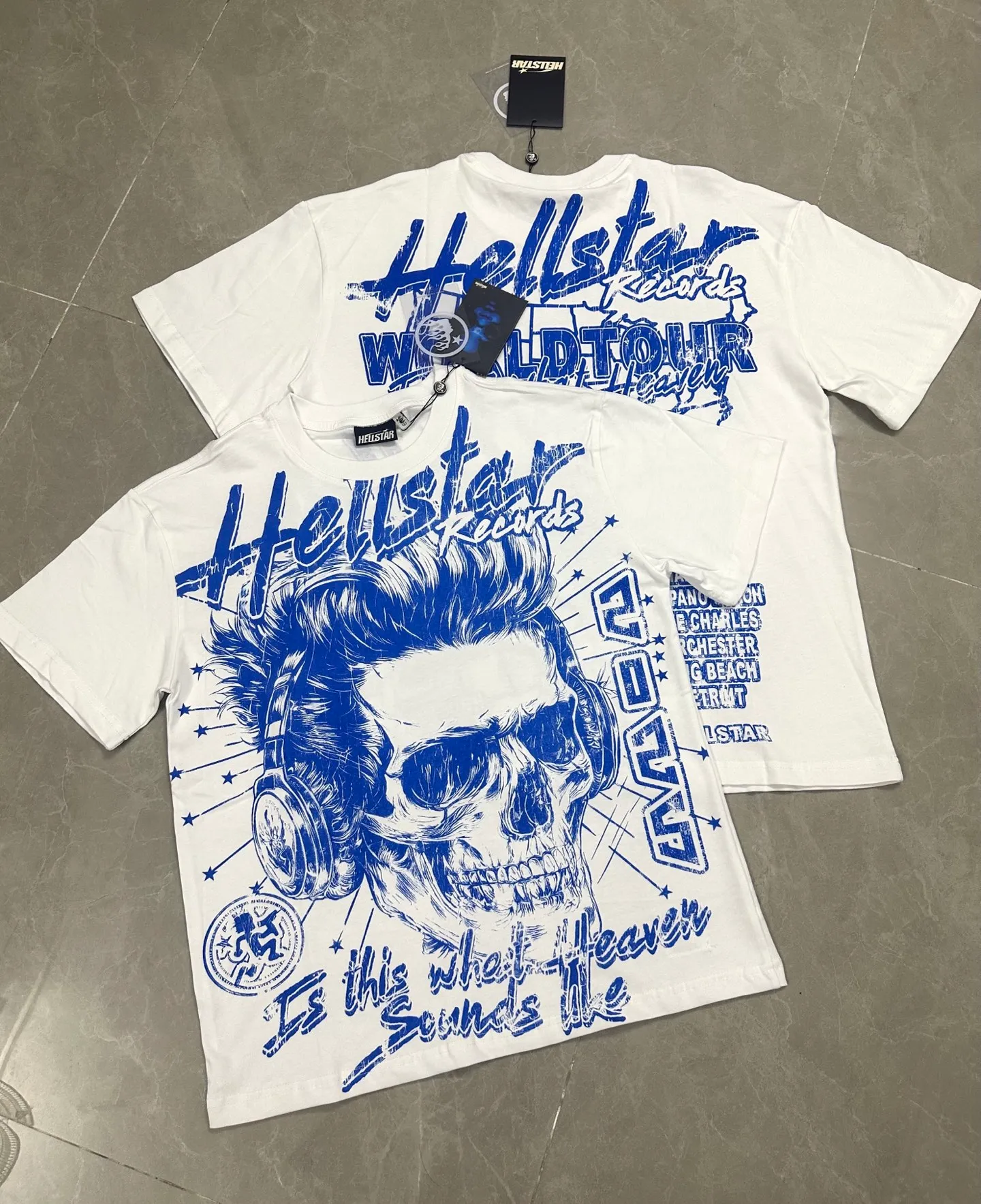 P108 781# white/ash Real stock Hellstar Cross-border European and American style, street fashion brand pure cotton T-shirt Fabric (fabric): 32 pieces of 240g heavy combed double yarn pure cotton Size (size): S-M- L- X L Color (colour): white, ash