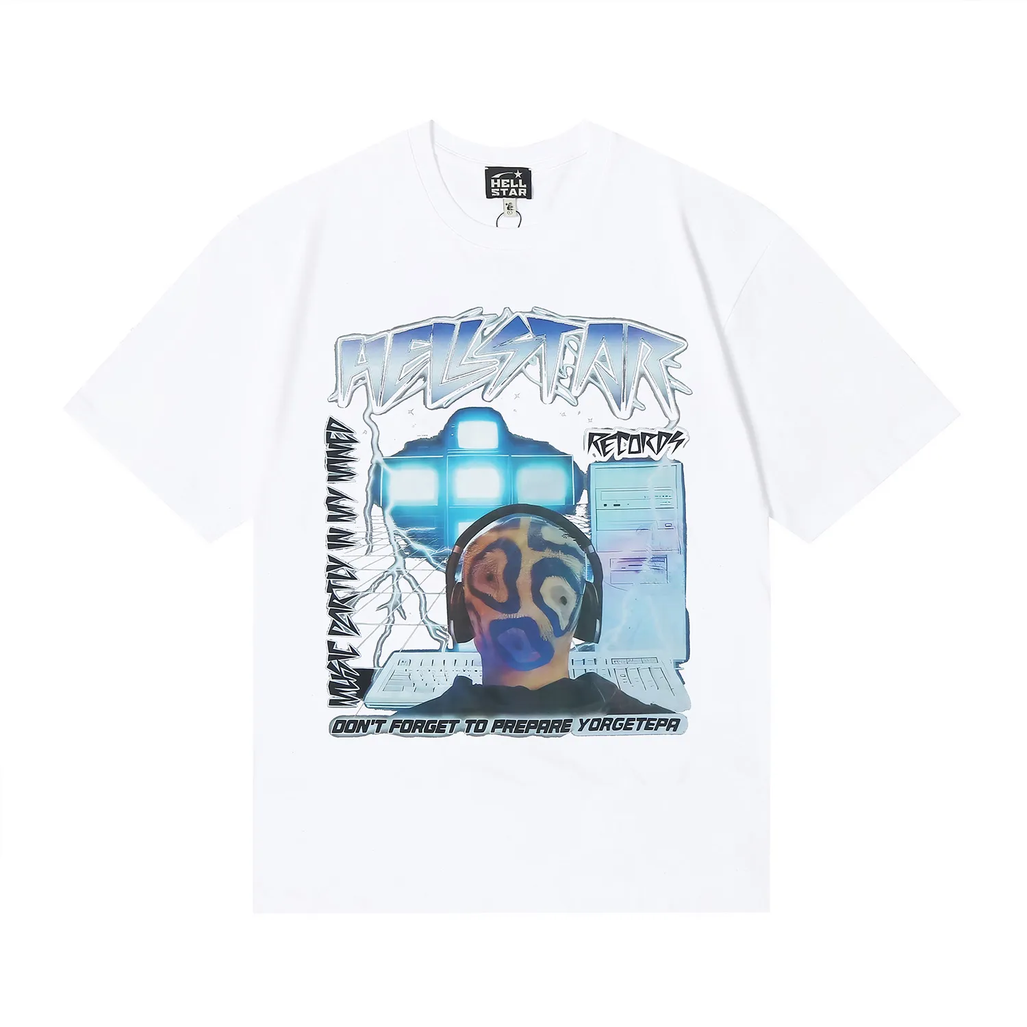 6667# P116 Hellstar American fashion high street pure cotton loose short-sleeved T-shirt Color: White Black Size: S M L XL