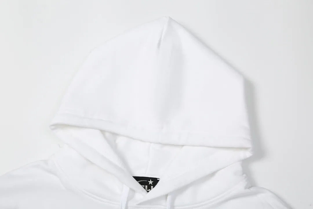 9906# P200 Ins American hip-hop trendy brand hellstar letter printed high street loose hooded pullover sweatshirt for men and women Color: Black White Size: S M L XL