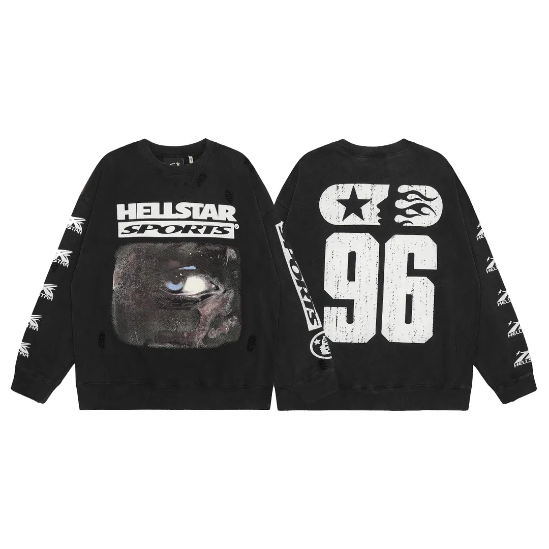 P210 Hellstar Sports 96' Crewneck Sweatshirt Black washed distressed vintage terry crew neck sweatshirt color (color): Vintage Black (washed black) Size (size): S, M, L, XL