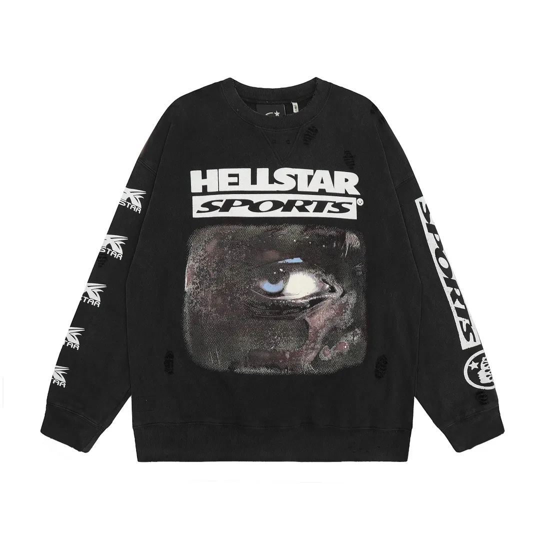 P210 Hellstar Sports 96' Crewneck Sweatshirt Black washed distressed vintage terry crew neck sweatshirt color (color): Vintage Black (washed black) Size (size): S, M, L, XL