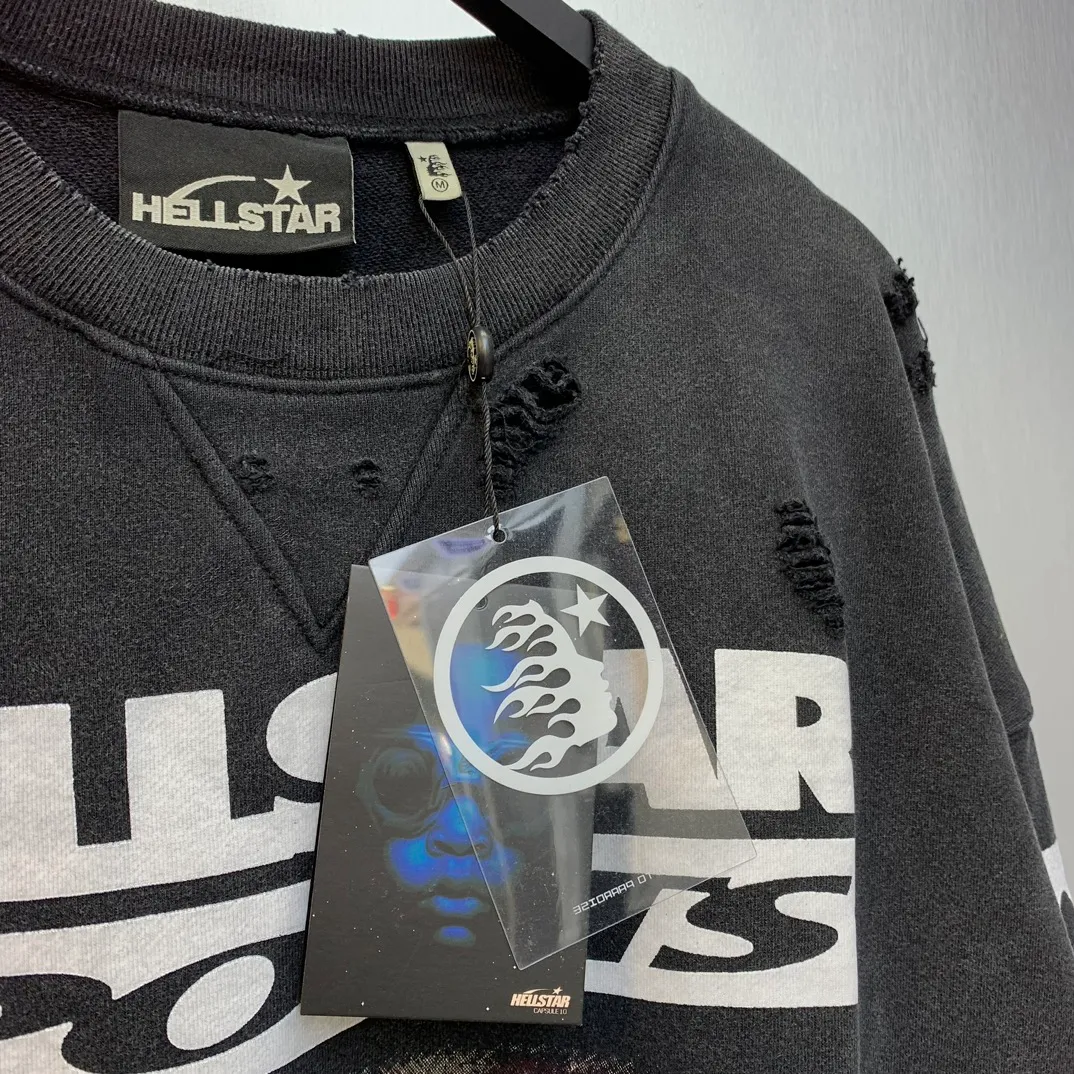 P210 Hellstar Sports 96' Crewneck Sweatshirt Black washed distressed vintage terry crew neck sweatshirt color (color): Vintage Black (washed black) Size (size): S, M, L, XL