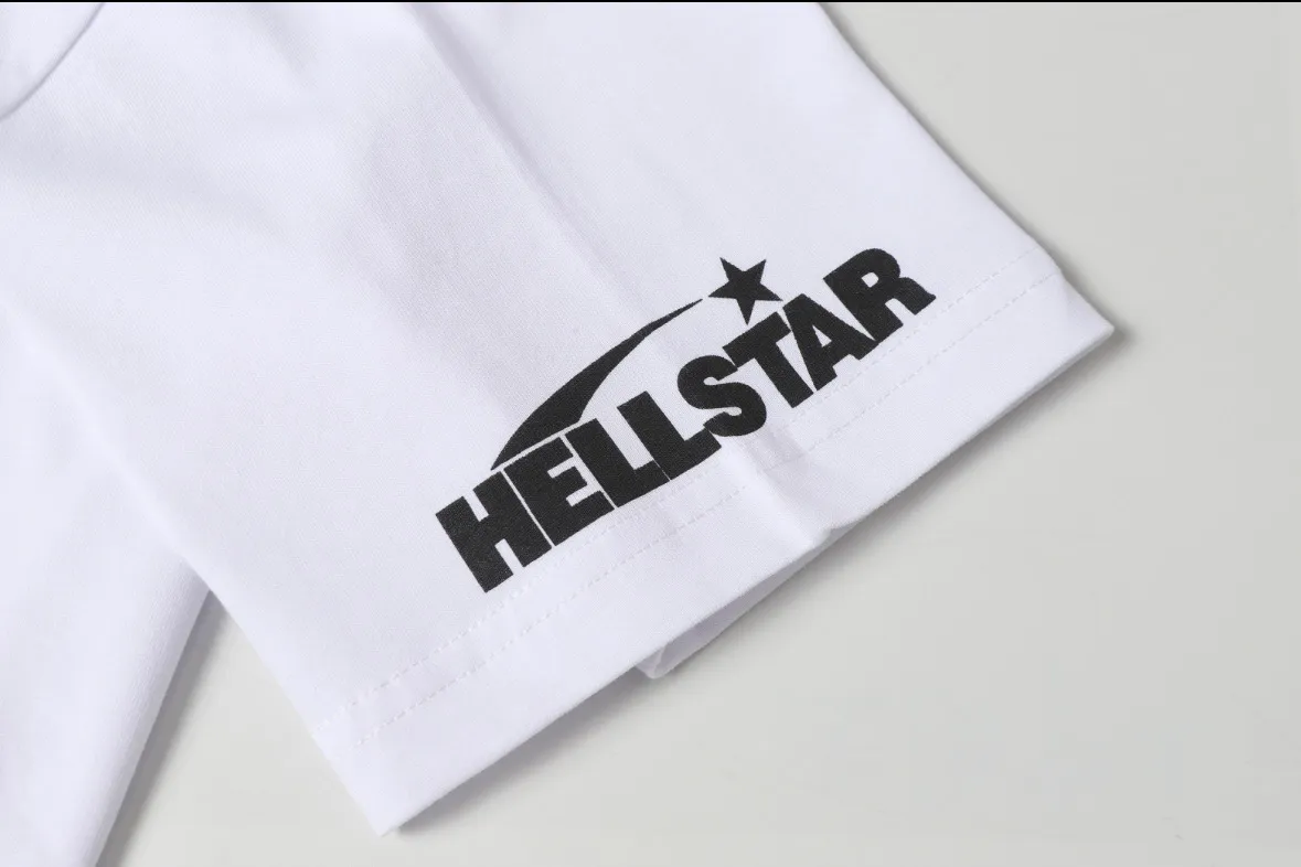 P108 Real-stock Hellstar Cross-border European and American style, street fashion brand pure cotton T-shirt Fabric (fabric): 32 pieces of 240g heavy combed double yarn pure cotton Size (size): S-M- L- X L Color (colour): white 👉
