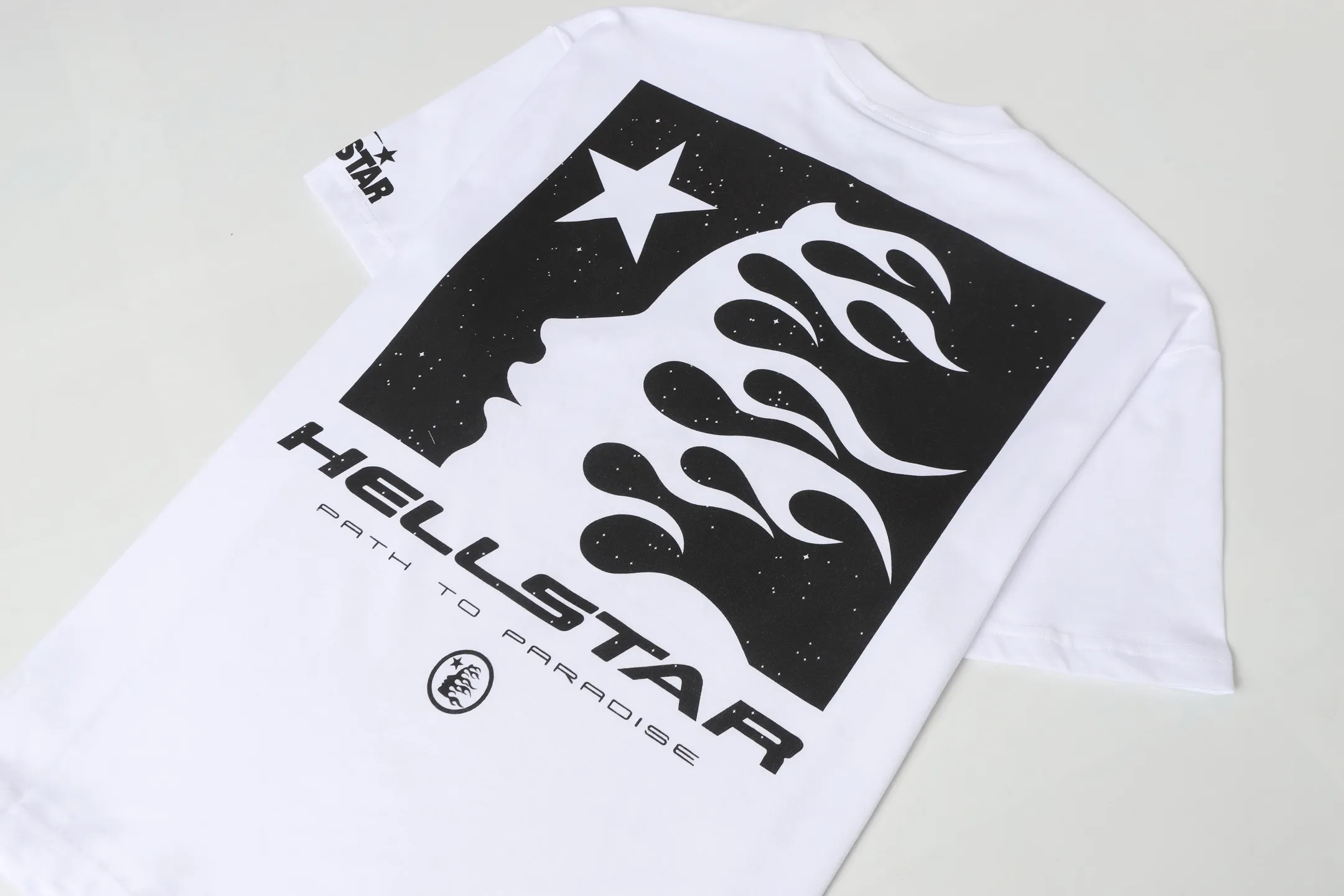 P108 Real-stock Hellstar Cross-border European and American style, street fashion brand pure cotton T-shirt Fabric (fabric): 32 pieces of 240g heavy combed double yarn pure cotton Size (size): S-M- L- X L Color (colour): white 👉
