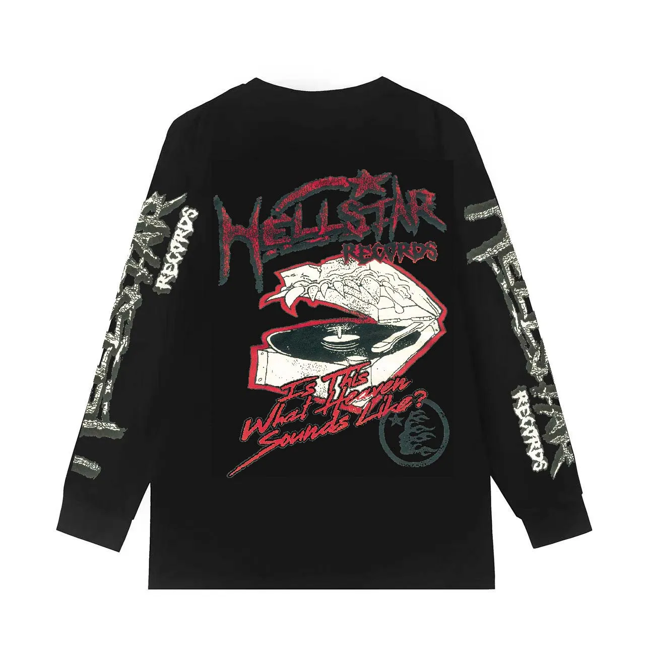 5508# P136 Hellstar Hellstar letter print lightning high street men and women hip-hop loose long-sleeved T-shirt Color: White Black Size: S M L XL