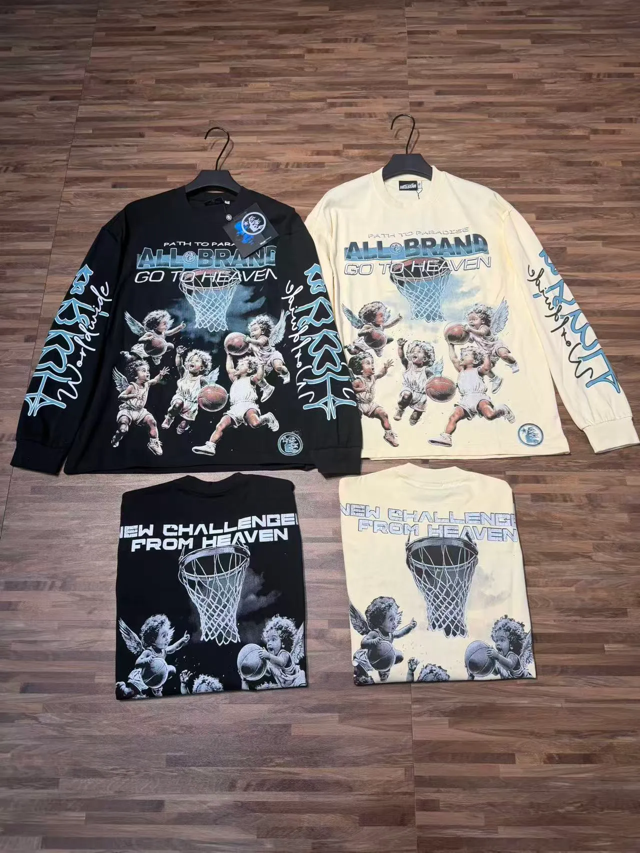 P140 Real-stock Hellstar Cross-border European and American style/street fashion brand pure cotton long-sleeved T-shirt Fabric (fabric): High-density 26-count 270-gram heavy combed double yarn pure cotton Size (size): S-M- L- X L Color (colour): Active black/apricot 👉