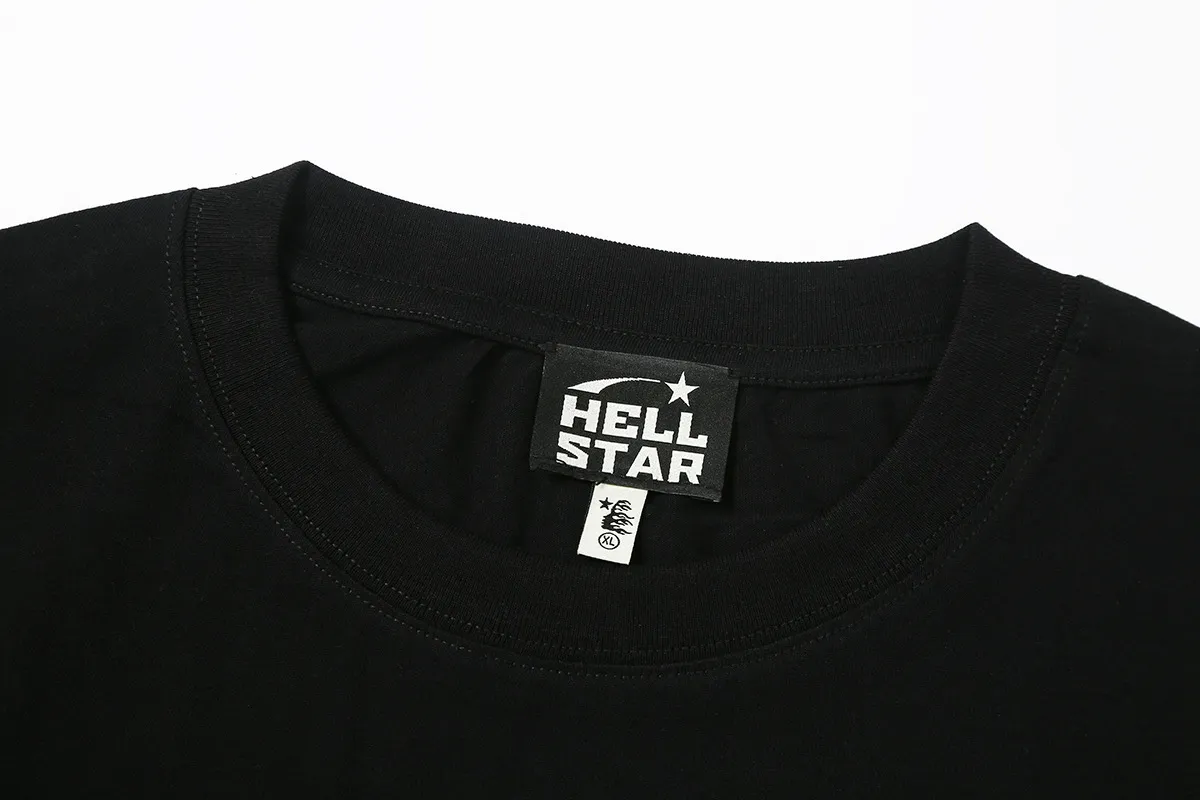 5526# P136 Hellstar Hellstar letter print lightning high street men and women hip-hop loose long-sleeved T-shirt Color: Black White Size: S M L XL