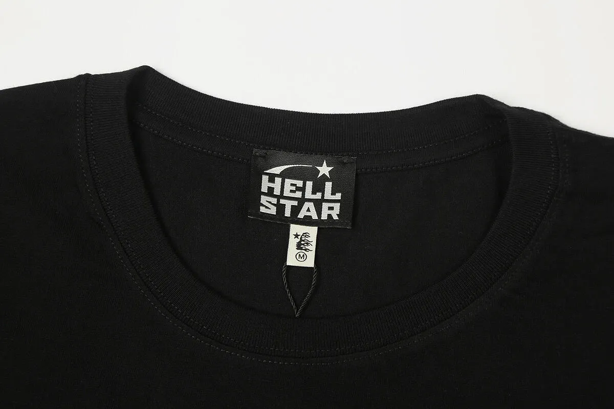 6826# P116 Hellstar American fashion high street pure cotton loose short-sleeved T-shirt Color: Black White Red Size: S M L XL