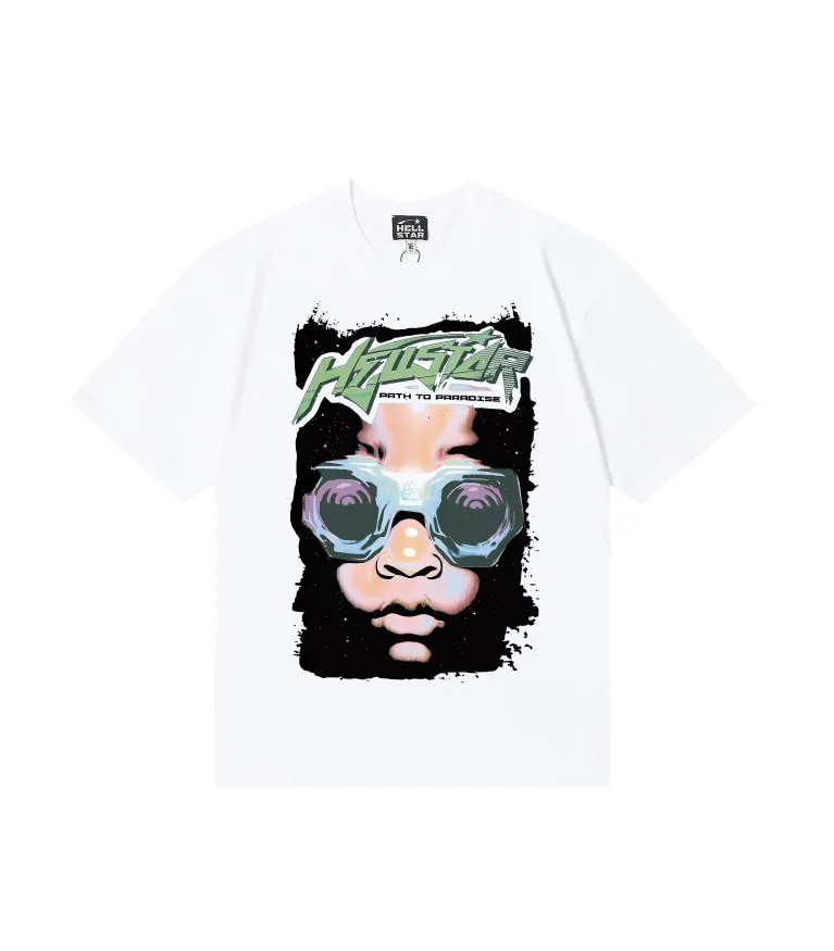 6826# P116 Hellstar American fashion high street pure cotton loose short-sleeved T-shirt Color: Black White Red Size: S M L XL