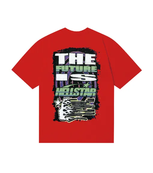 6826# P116 Hellstar American fashion high street pure cotton loose short-sleeved T-shirt Color: Black White Red Size: S M L XL