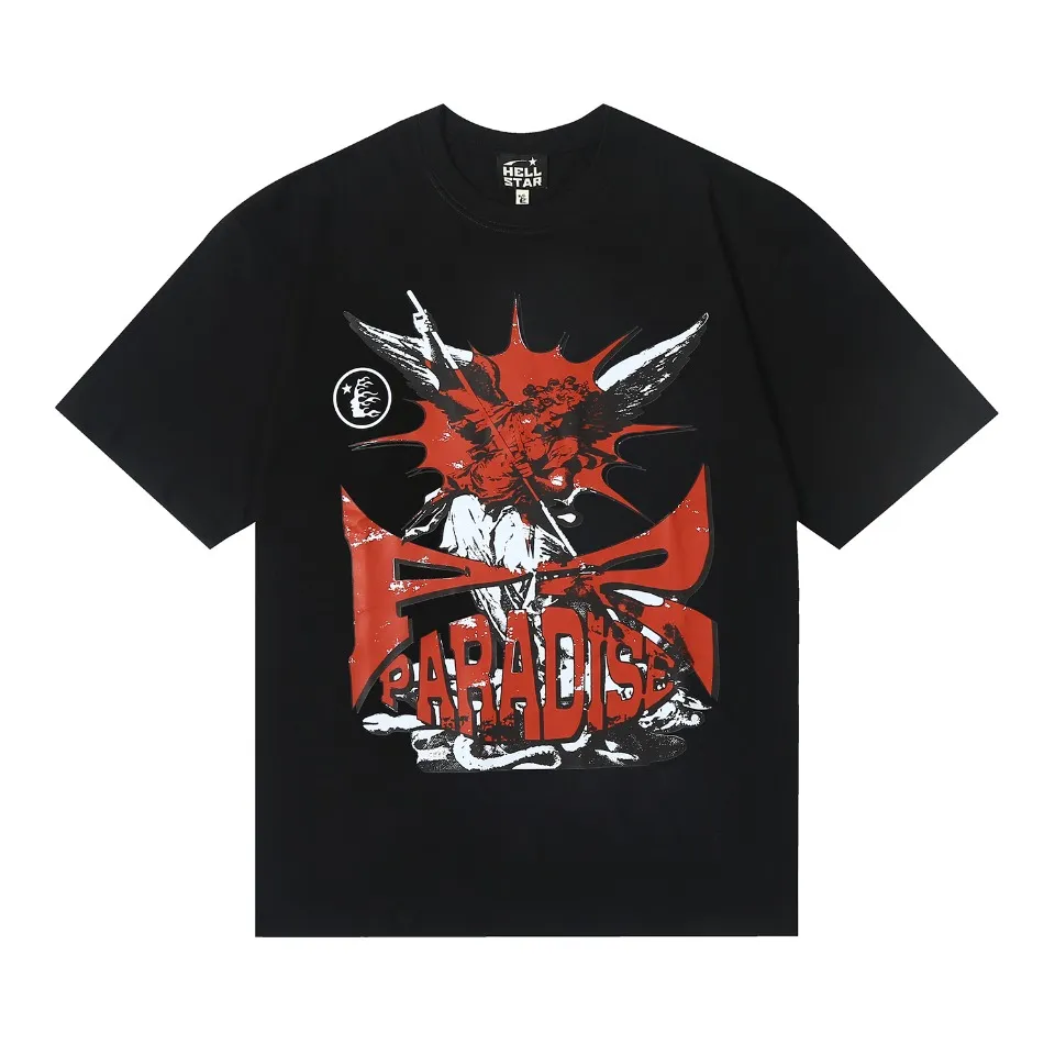 6603# P116 Beautiful fashion hell star ins same style retro print summer high street men and women loose casual hip hop short-sleeved T-shirt Color: white black apricot code number: S M L XL