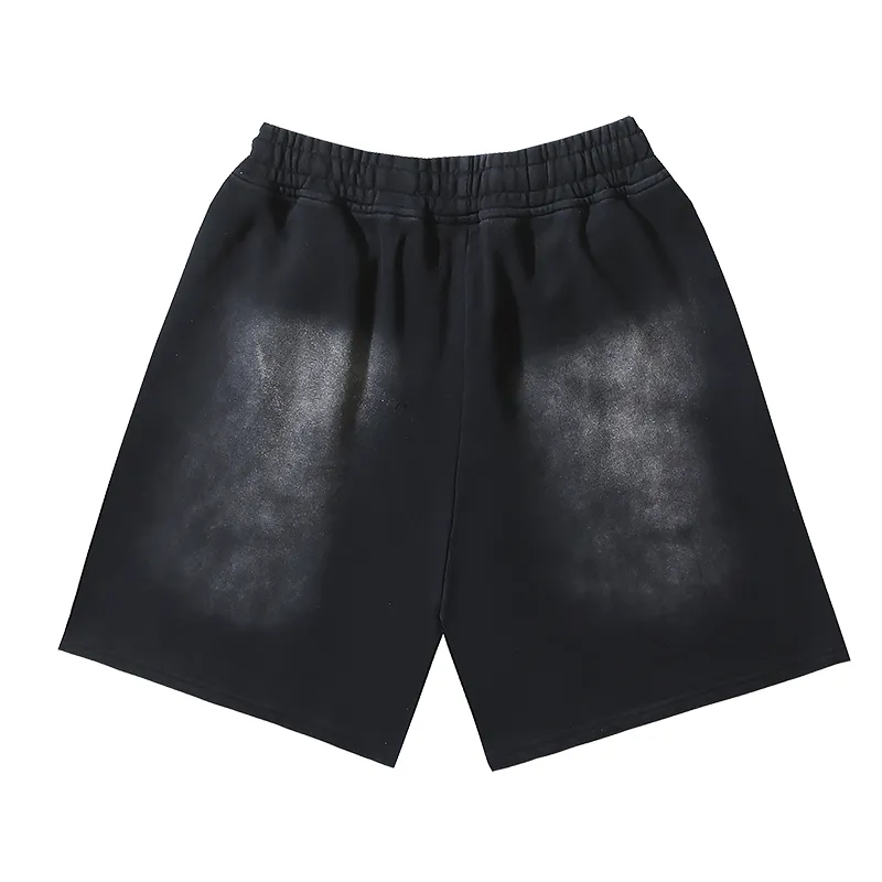 P160 792# washed black Real shot Hellstar Hellstar washed and splashed ink distressed casual shorts Fabric 380g pure cotton terry cloth Color: washed black Size: S M L XL