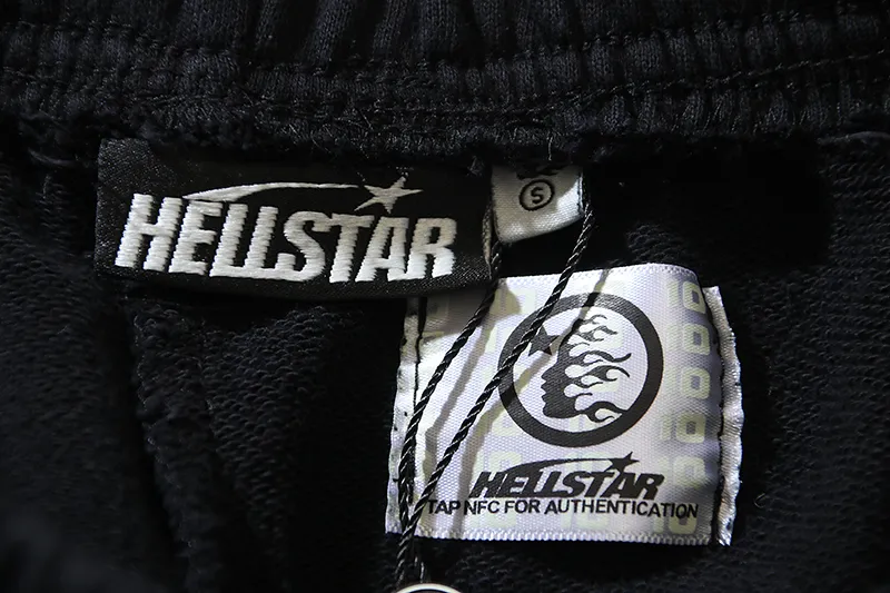 P160 792# washed black Real shot Hellstar Hellstar washed and splashed ink distressed casual shorts Fabric 380g pure cotton terry cloth Color: washed black Size: S M L XL