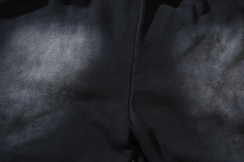 P160 792# washed black Real shot Hellstar Hellstar washed and splashed ink distressed casual shorts Fabric 380g pure cotton terry cloth Color: washed black Size: S M L XL