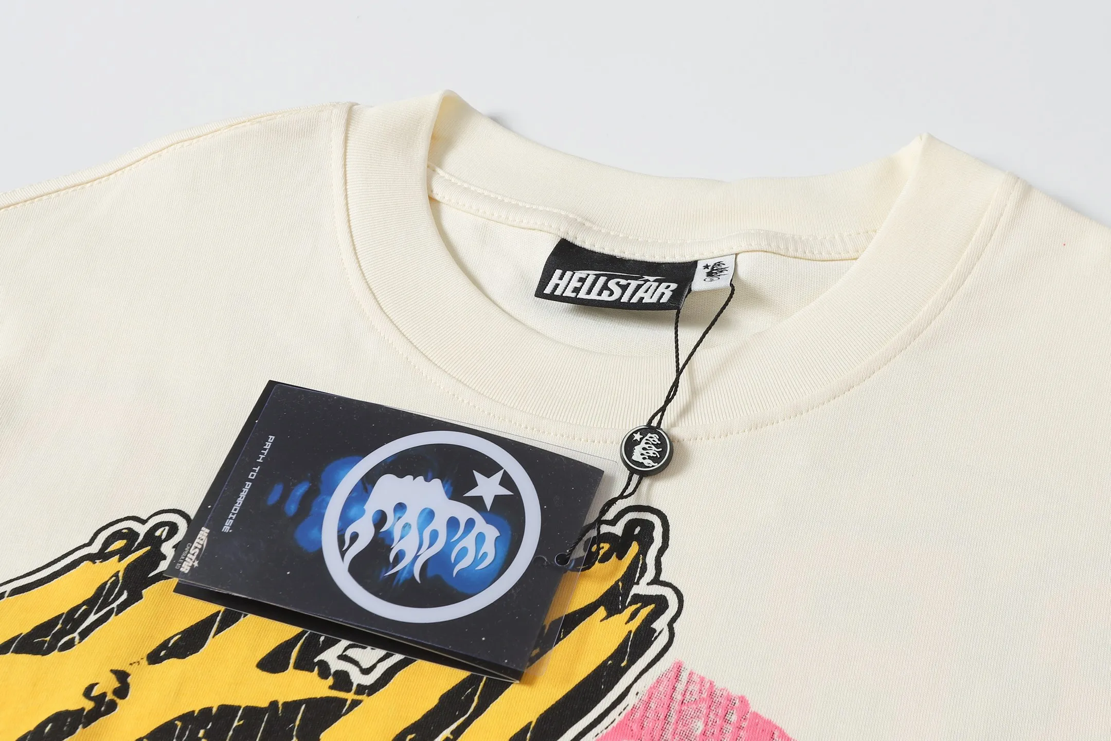P108 Real-stock Hellstar Cross-border European and American style, street fashion brand pure cotton T-shirt Fabric (fabric): 32 counts of 240g heavy combed double yarn pure cotton Size (size): S-M- L- X L Color (colour): white, apricot
