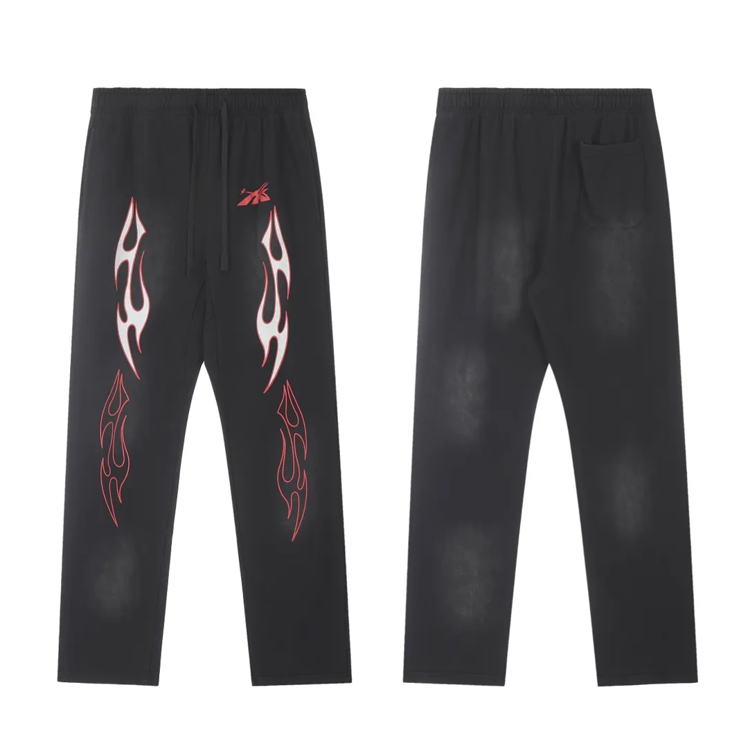 P210 Hellstar Sports Future Flame Sweatpants Black Fashion brand high-quality pure cotton sweatpants terry trousers color (color): Vintage Black (washed black) Size (size): S, M, L, XL