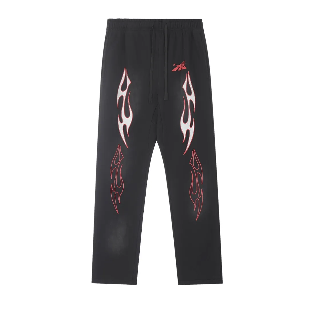 P210 Hellstar Sports Future Flame Sweatpants Black Fashion brand high-quality pure cotton sweatpants terry trousers color (color): Vintage Black (washed black) Size (size): S, M, L, XL