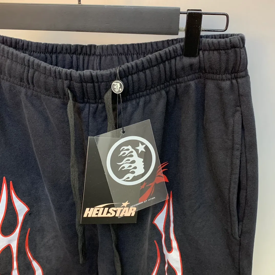 P210 Hellstar Sports Future Flame Sweatpants Black Fashion brand high-quality pure cotton sweatpants terry trousers color (color): Vintage Black (washed black) Size (size): S, M, L, XL