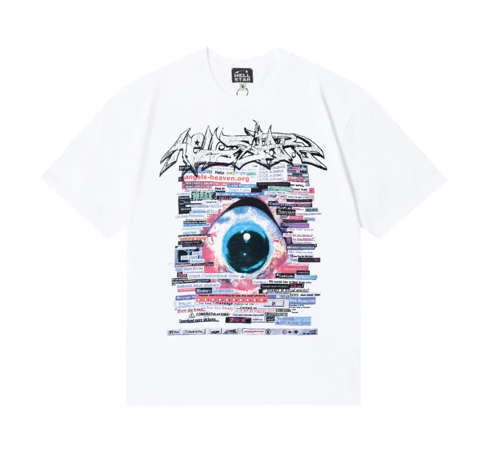 6796# P116 Hellstar American fashion high street pure cotton loose short-sleeved T-shirt Color: White Size: S M L XL