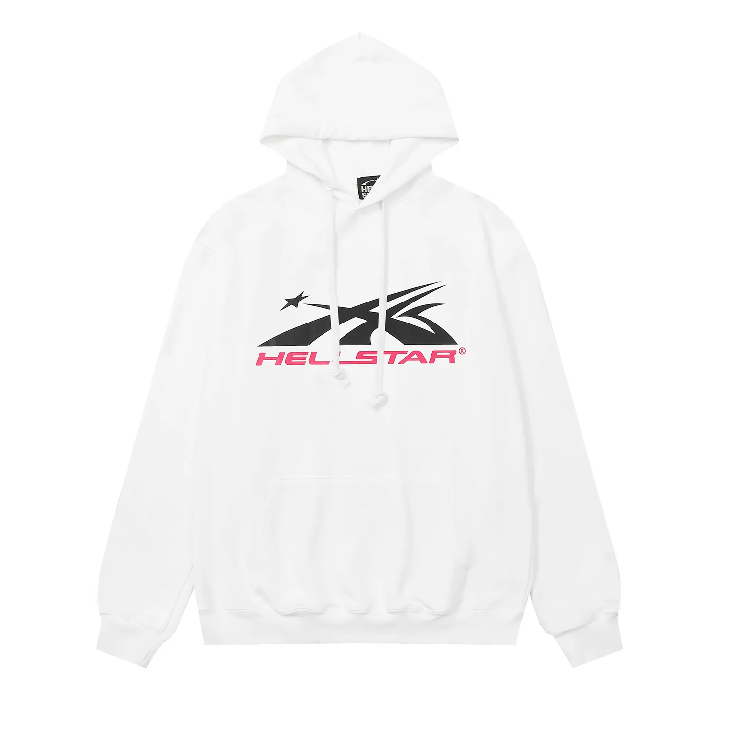 9911# P196 Ins American hip-hop trendy brand hellstar letter printed high street loose hooded pullover sweatshirt for men and women Color: Black White Size: S M L XL