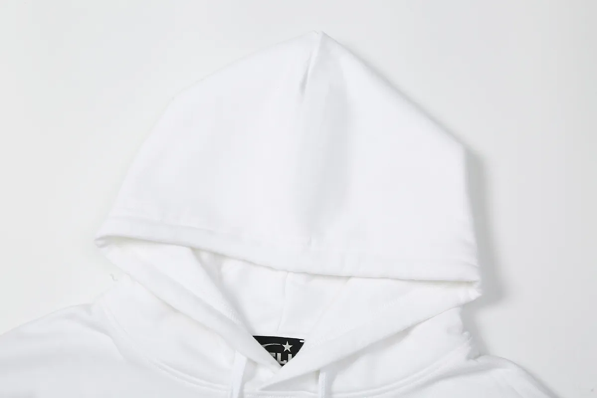 9911# P196 Ins American hip-hop trendy brand hellstar letter printed high street loose hooded pullover sweatshirt for men and women Color: Black White Size: S M L XL