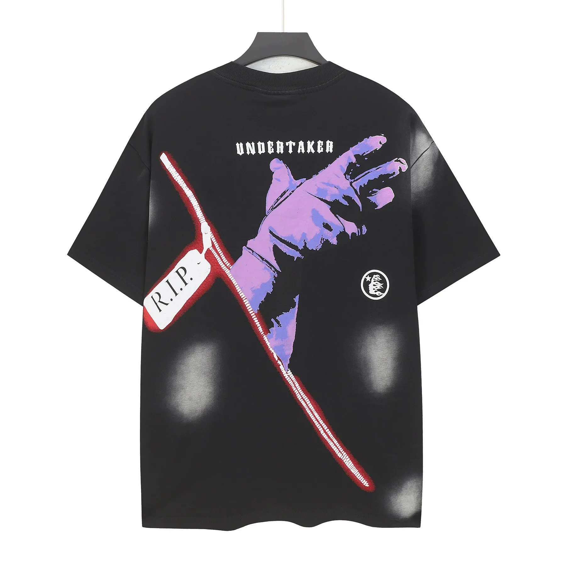 P124 Hellstar Hellstar Cross-border European and American style street fashion brand pure cotton T-shirt Fabric (fabric): 32 counts 250g washed combed double yarn pure cotton Size (size): S-M- L- X L Color (colour): Washed black (spray Ma Liu)
