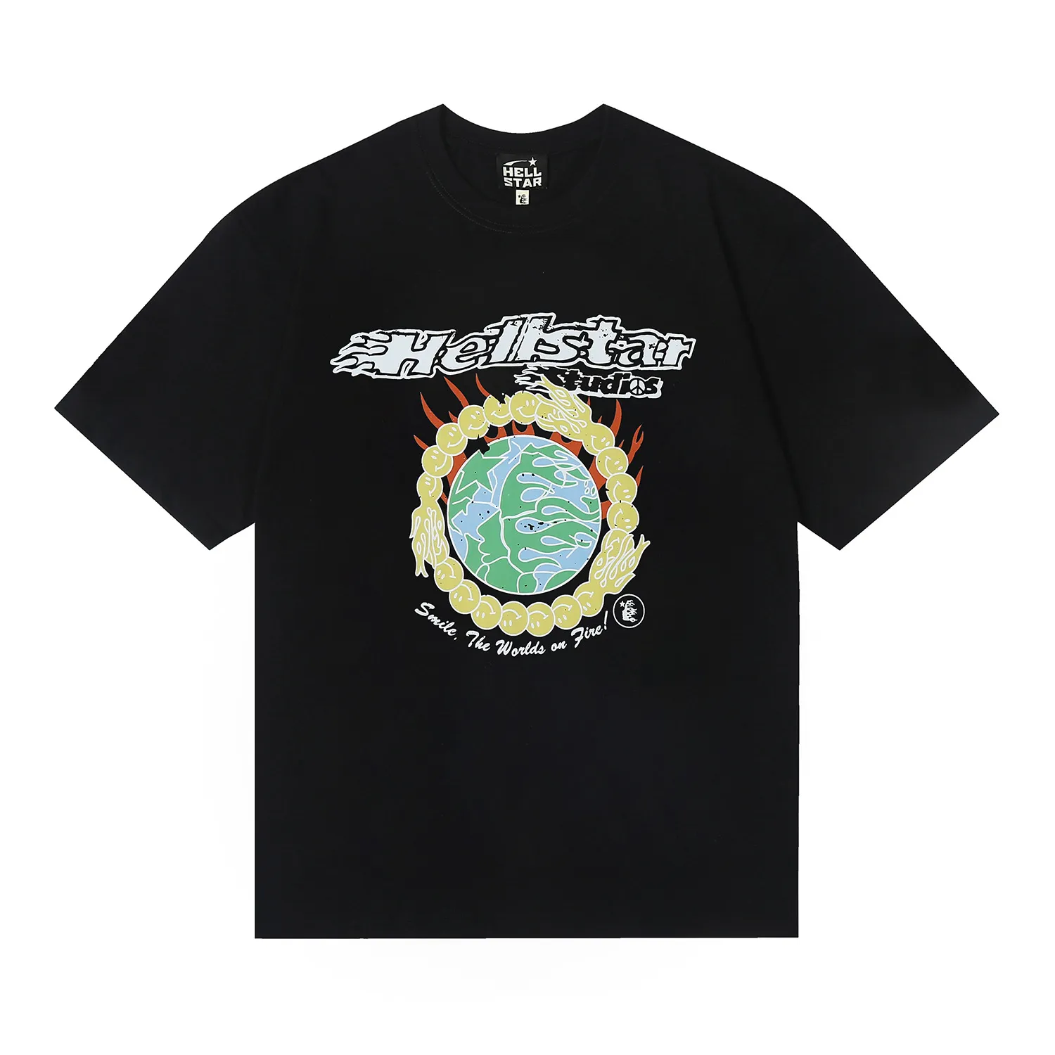 6680# P116 Hellstar American fashion high street pure cotton loose short-sleeved T-shirt Color: White Black Size: S M L XL