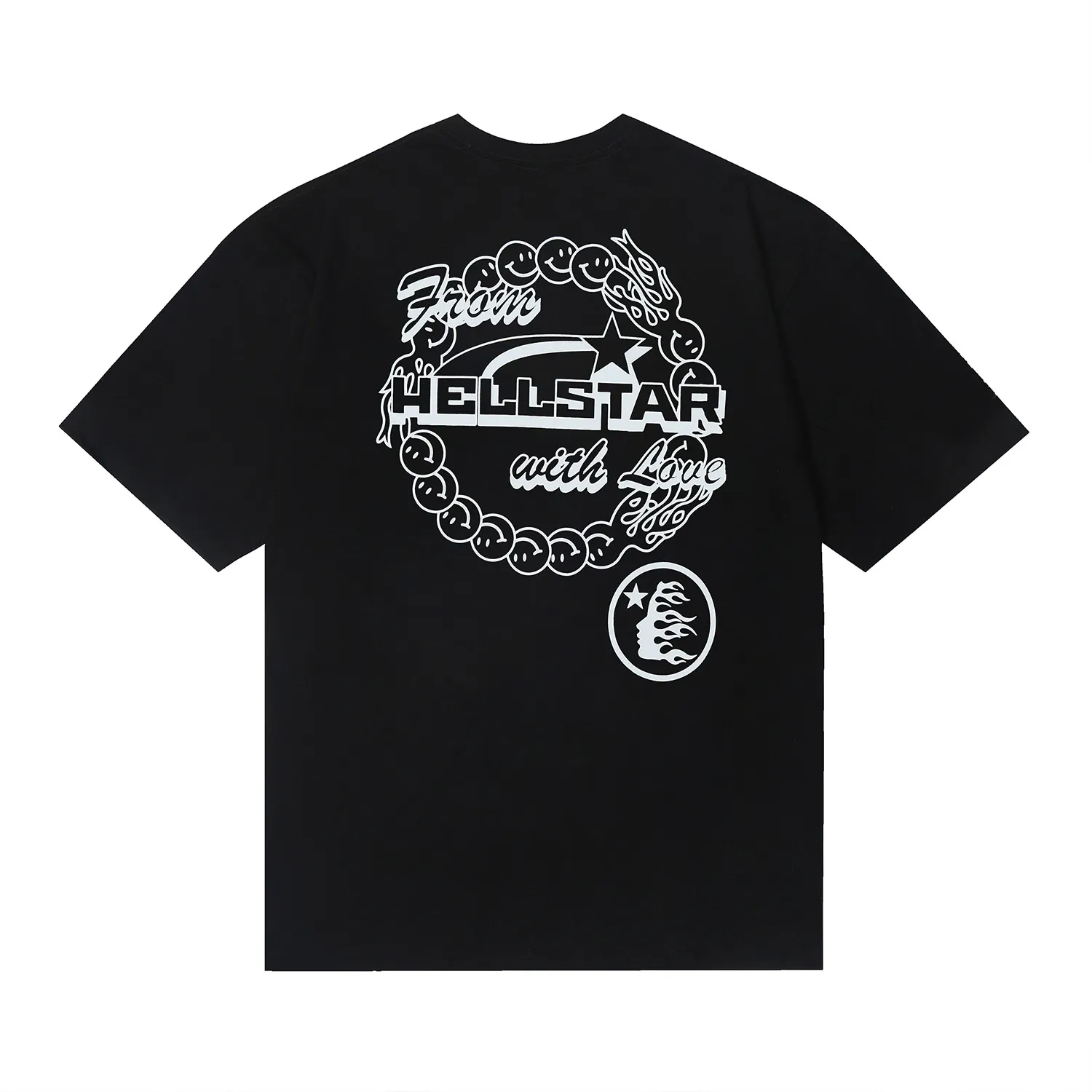 6680# P116 Hellstar American fashion high street pure cotton loose short-sleeved T-shirt Color: White Black Size: S M L XL