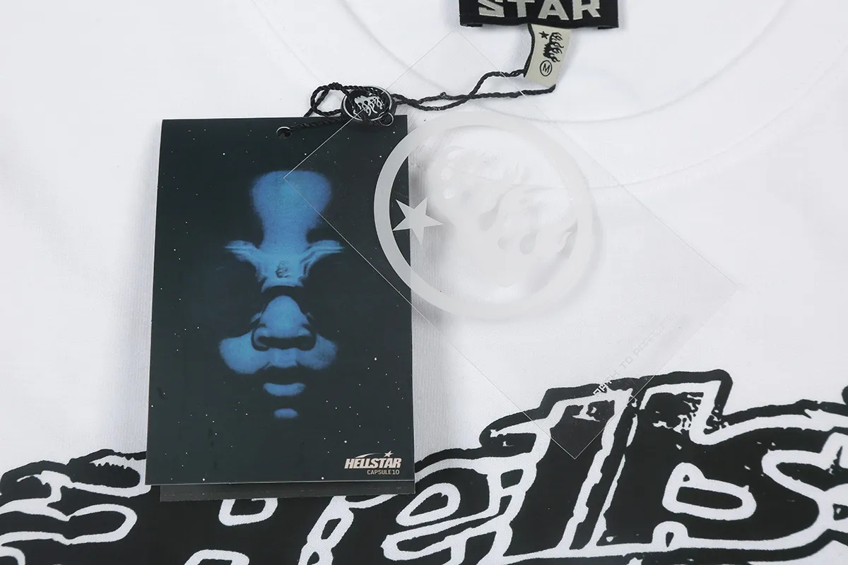 6680# P116 Hellstar American fashion high street pure cotton loose short-sleeved T-shirt Color: White Black Size: S M L XL