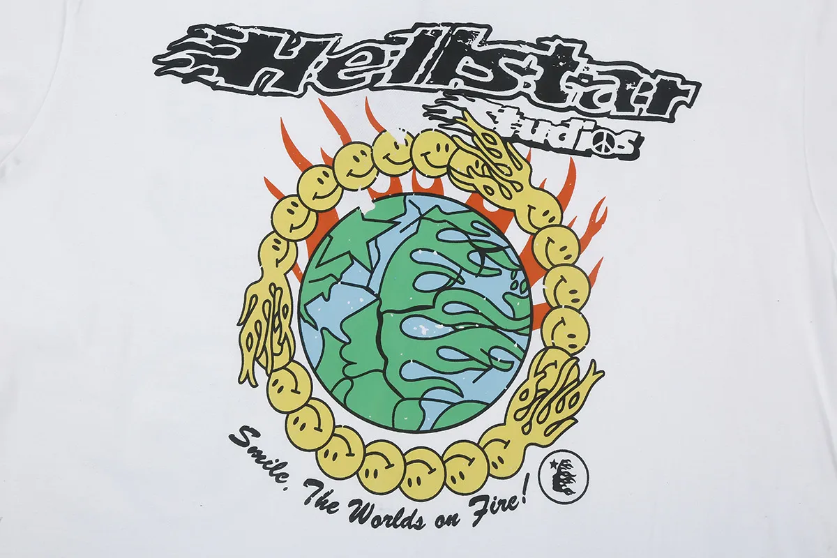 6680# P116 Hellstar American fashion high street pure cotton loose short-sleeved T-shirt Color: White Black Size: S M L XL