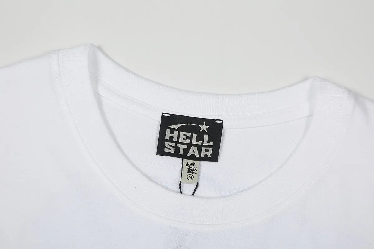 6680# P116 Hellstar American fashion high street pure cotton loose short-sleeved T-shirt Color: White Black Size: S M L XL