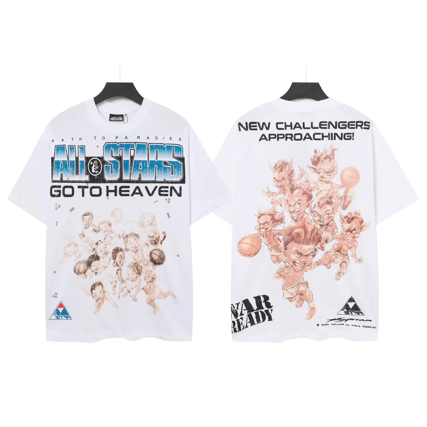 P108 Real-stock Hellstar Cross-border European and American style street brand pure cotton T-shirt Fabric (fabric): 32 counts of 240g heavy combed double yarn pure cotton Size (size): S-M- L- X L Color (colour): white