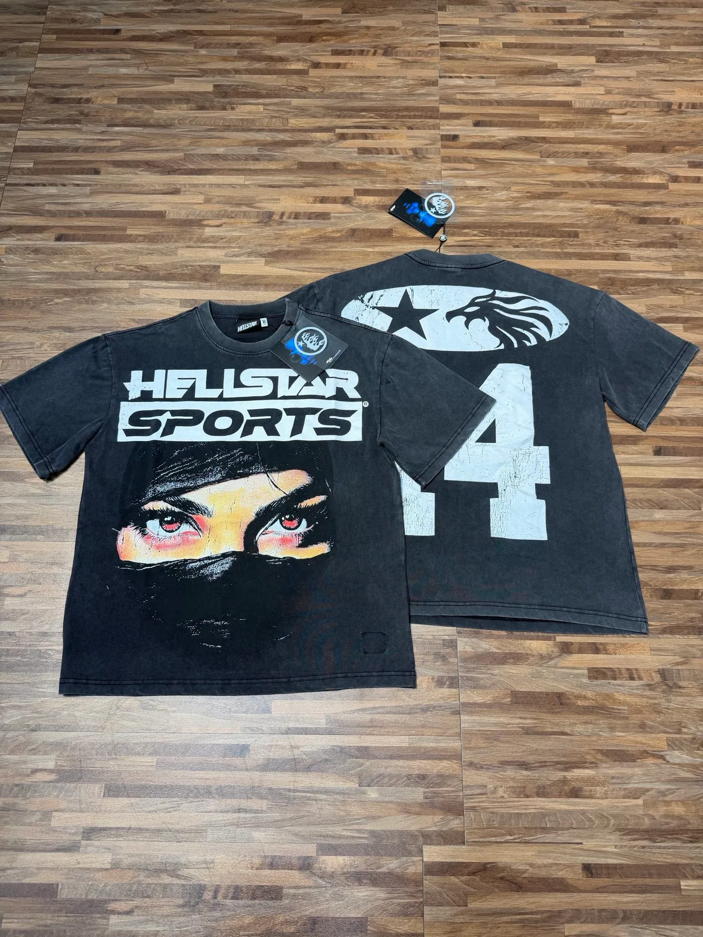 P124 Real-stock high-definition Hellstar Cross-border European and American style street brand pure cotton T-shirt Fabric (fabric): 32 pieces of 250g washed combed double yarn pure cotton Size (size): S-M- L- X L Color (colour): Washed black