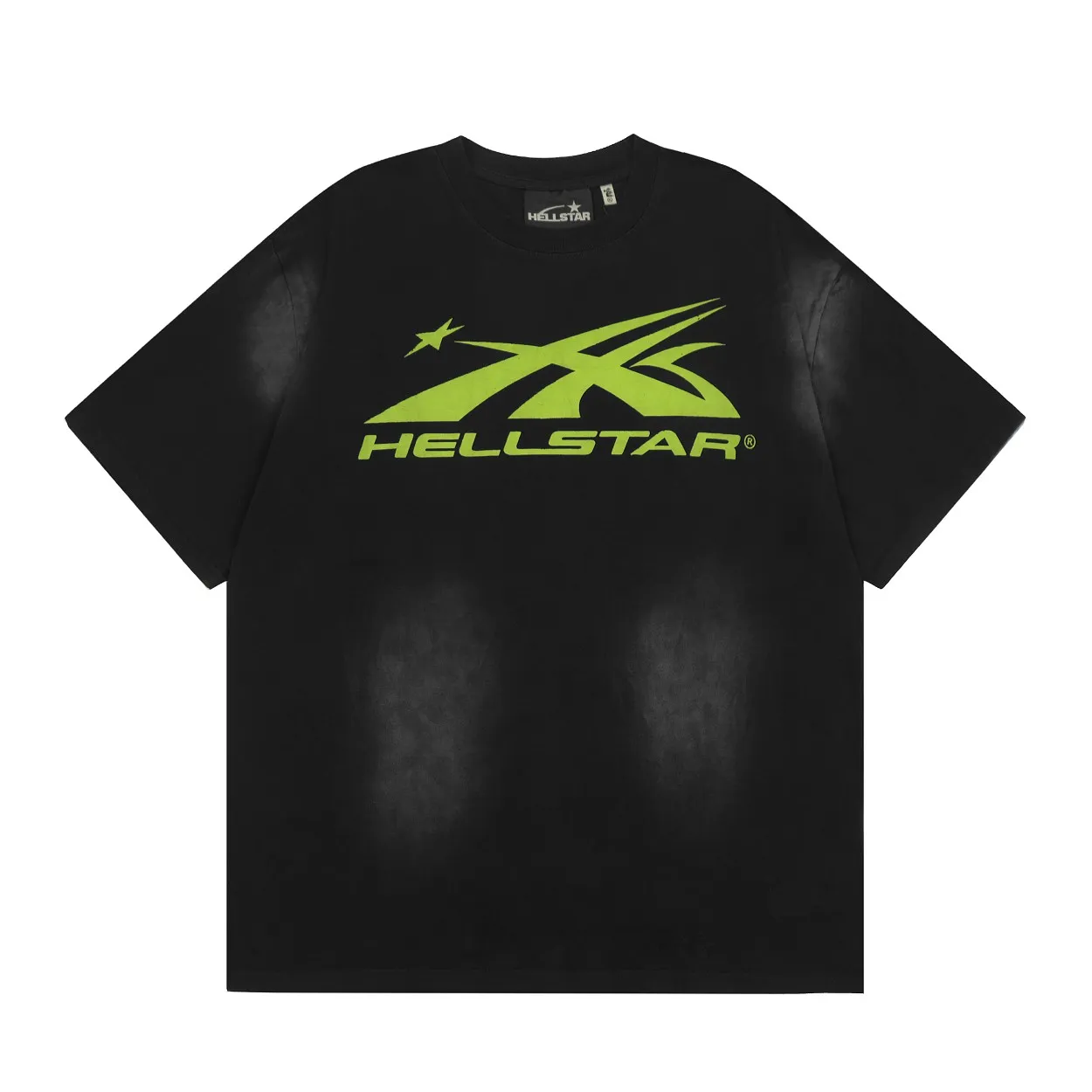 P126 HELLSTAR SPORTS CORE LOGO GEL T-SHIRT washed and distressed sprayed horse short-sleeved T-shirt. The new hot beauty trend Hellstar!  Standard beauty and trendy workmanship, original customization (fabric, pattern, printing, hang tag, main mark, etc.), exaggerated style, explosive style, dare to break through tradition, bring adventurous new fashion experience!   YoungBoy, the most popular rapper in the youth circle, has shot a lot of models for him, and celebrities such as Dababy and Swae Lee frequently get dressed!  color: black Size: S, M, L, XL