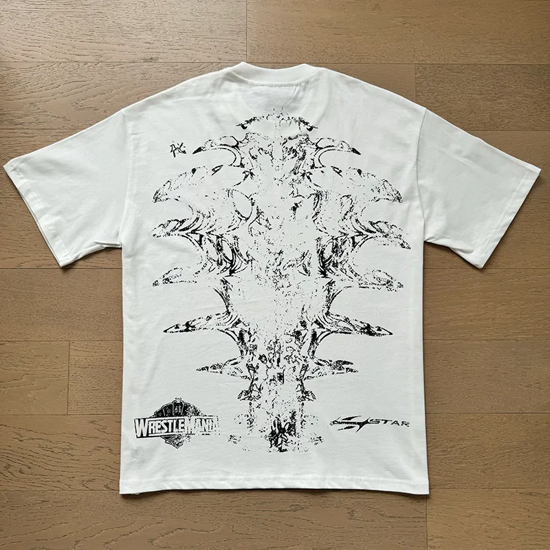 P110 5615# Real shot Hellstar Meichao high street pure cotton loose short-sleeved T-shirt Fabric: 240g 32 count fine cotton double yarn pure cotton Color: White Size: S M L XL