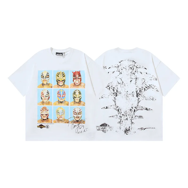 P110 5615# Real shot Hellstar Meichao high street pure cotton loose short-sleeved T-shirt Fabric: 240g 32 count fine cotton double yarn pure cotton Color: White Size: S M L XL