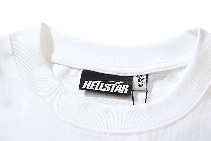 P110 5615# Real shot Hellstar Meichao high street pure cotton loose short-sleeved T-shirt Fabric: 240g 32 count fine cotton double yarn pure cotton Color: White Size: S M L XL