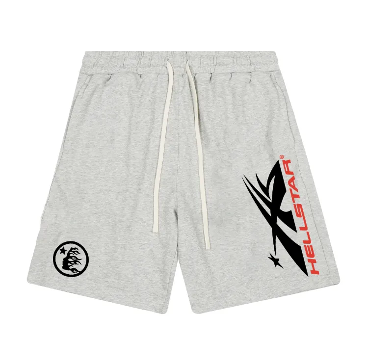 1108# P150 Hellstar pure cotton terry 350g printed casual shorts Color: black floral gray Size: S M L XL