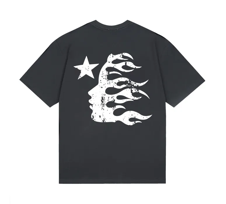 6792# P116 Hellstar American fashion high street pure cotton loose short-sleeved T-shirt Color: Black Gray Size: S M L XL
