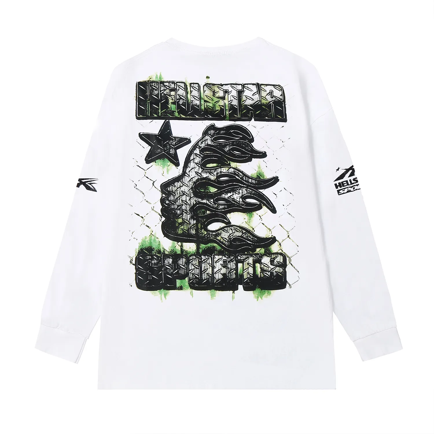 5510# P136 Hellstar Hellstar letter print lightning high street men and women hip-hop loose long-sleeved T-shirt Color: White Black Size: S M L XL