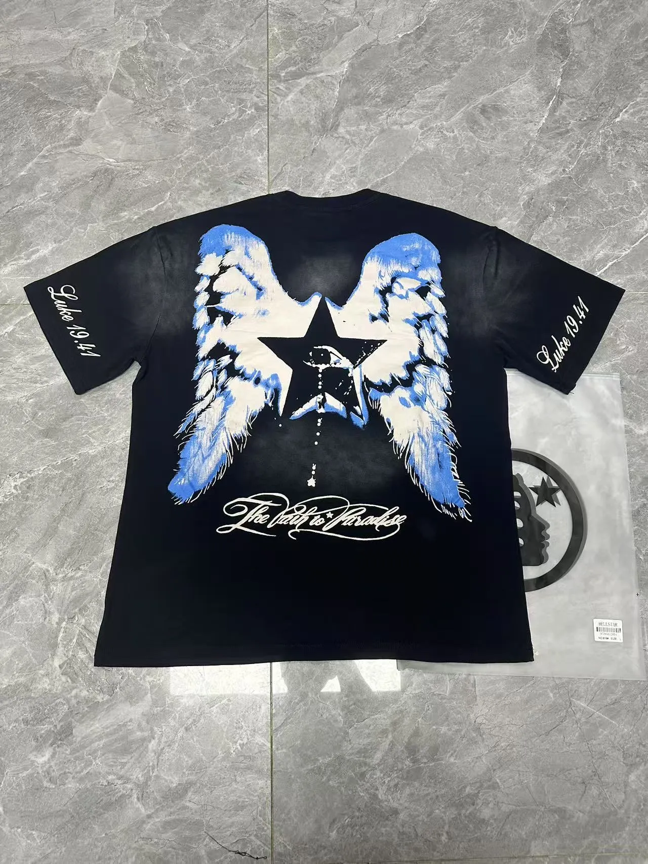 P124 Hellstar Hellstar Cross-border European and American style street fashion brand pure cotton T-shirt Fabric (fabric): 32 counts 250g washed combed double yarn pure cotton Size (size): S-M- L- X L Color (colour): Washed black (spray Ma Liu)