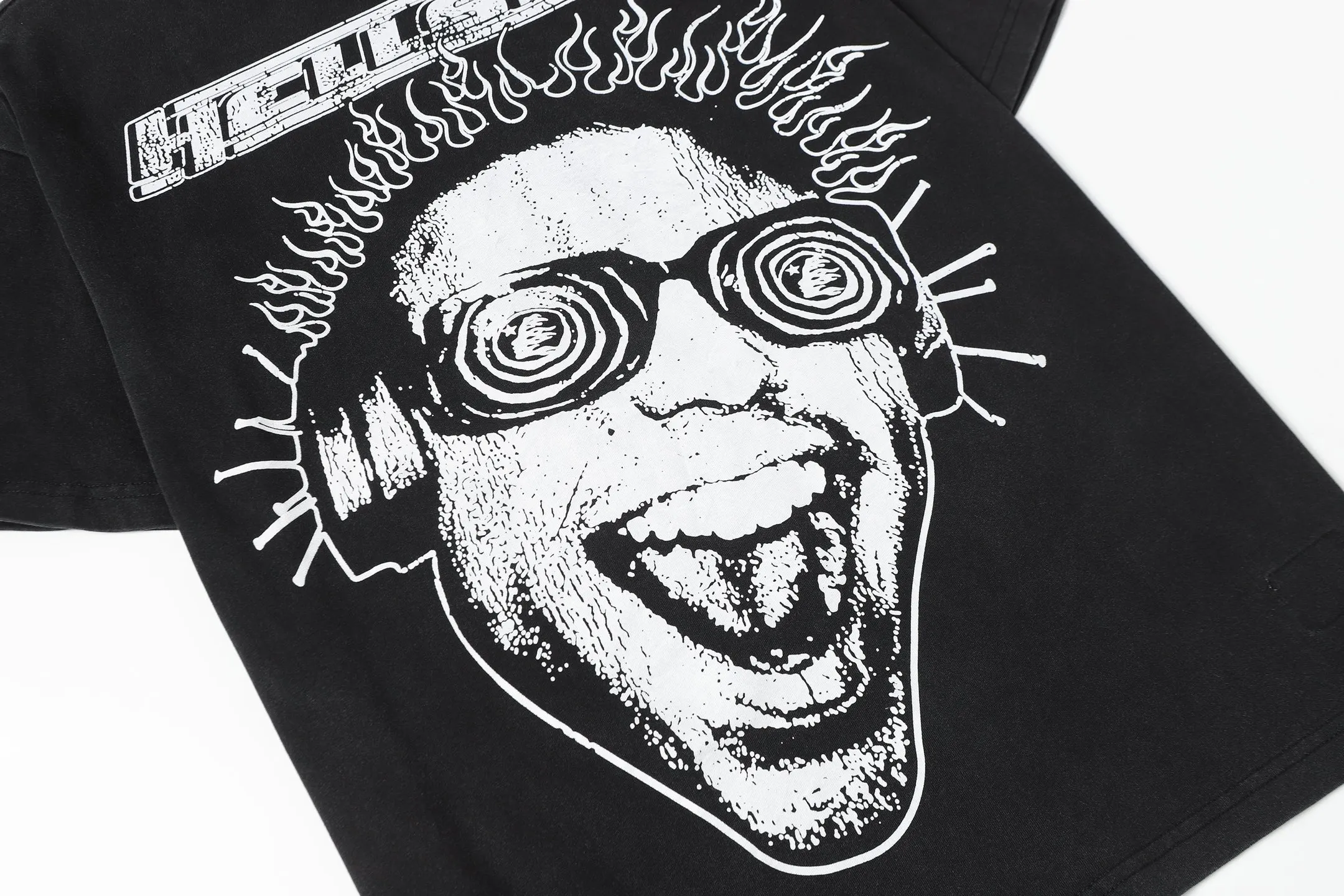 P122 Hellstar Cross-border European and American style street fashion brand pure cotton T-shirt Fabric (fabric): 32 counts of 250g washed combed double yarn pure cotton Size (size): S-M- L- X L Color (colour): Washed black (spray Ma Liu)