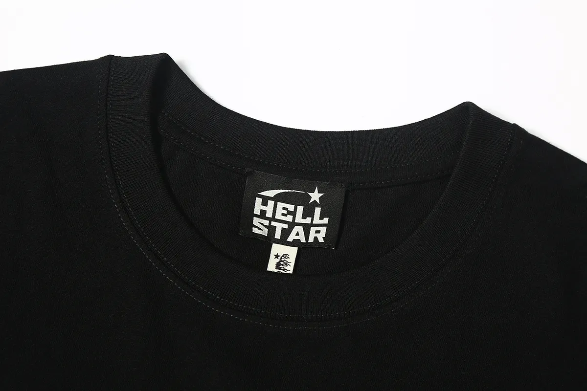 6601# P116 American Hell Star High Street Hip Hop Short Sleeve Male and Female Couple ins Dark T-shirt VTG Retro Half Sleeve Summer Color: White Black Size: S M L XL