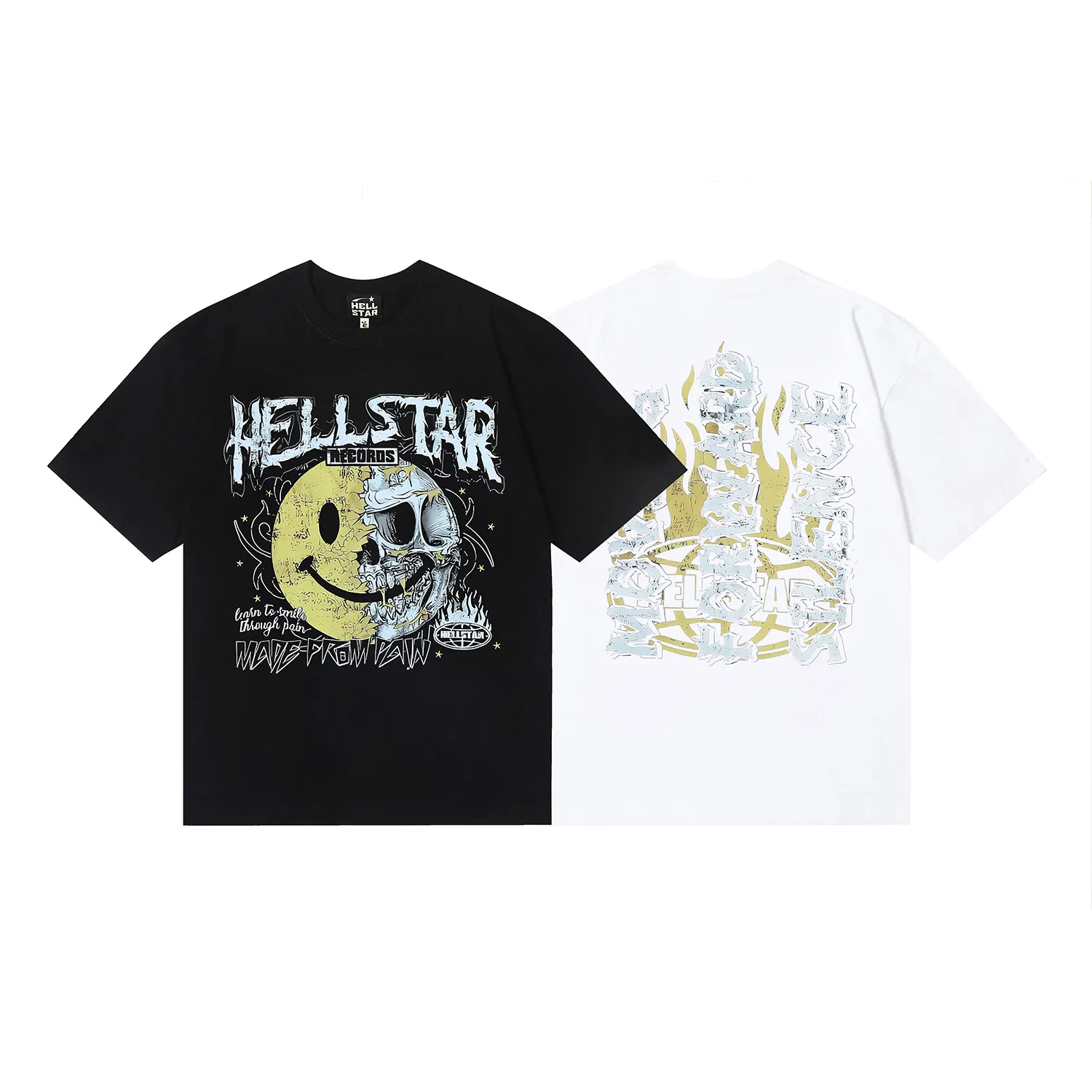 6661# P116 Hellstar American fashion high street pure cotton loose short-sleeved T-shirt Color: White Black Size: S M L XL