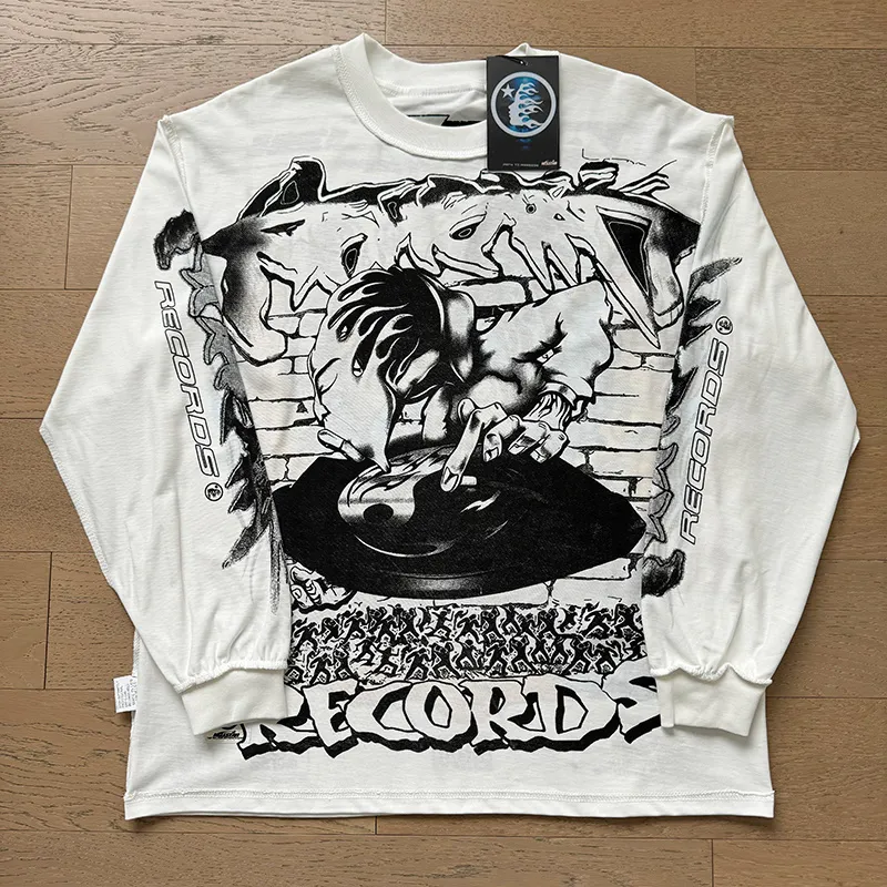 P160 Reversible Real Shots Hellstar Hellstar Beauty Reversible Pure Cotton Loose Bottoming Long Sleeve T-Shirt Long T Fabric: 270g 32 Count Fine Cotton Double Yarn Pure Cotton Color: White Reversible Size: S M L XL